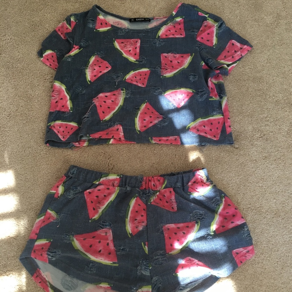 women’s dark blue watermelon pajama set